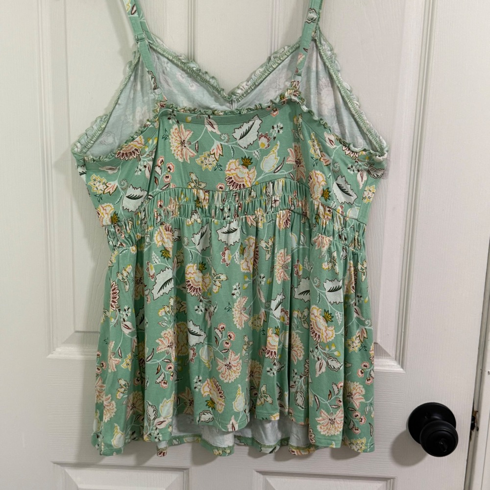 Torrid‎ Floral Babydoll Top Womens 2 Green Floral Super Soft Cottage Boho Fairy - Picture 2 of 12